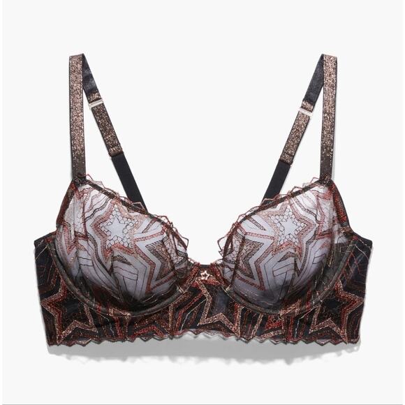 NWT Savage X Fenty Shining Star Unlined Demi Bra Henna Red 36B - Picture 1 of 8